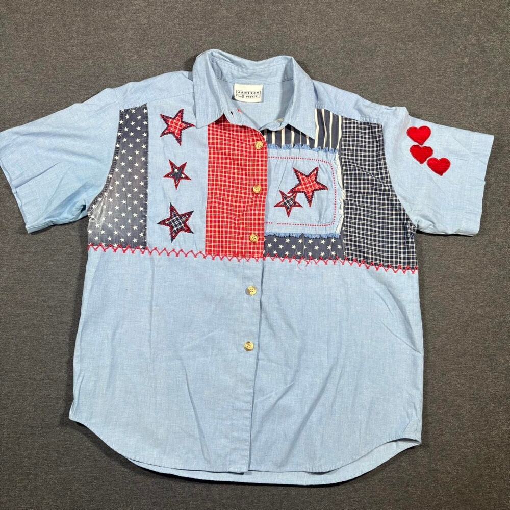 Jantzen denim patriotic button up